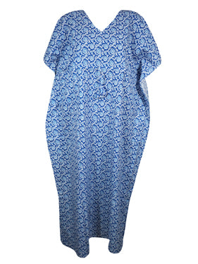 Stylish Maxi Kaftan Azure Blue Tunic Kaftan, Boho beach Coverup dress, One size